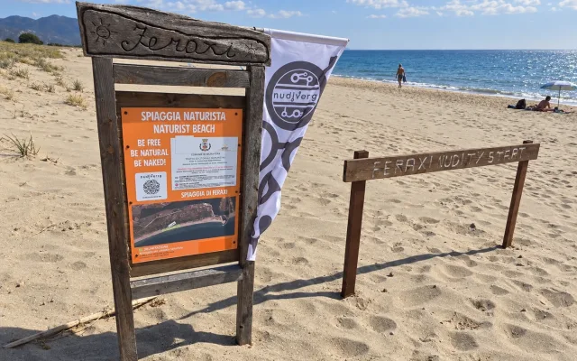 Naturist beach next to the textile beach in Feraxi, Muravera in Sardinia