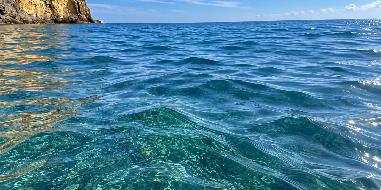 Acqua sulla spiaggia nudista del Troncone a Marina di Camerota