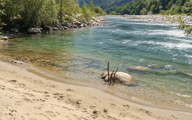 Naturist beach on the Sesia river north of Varallo