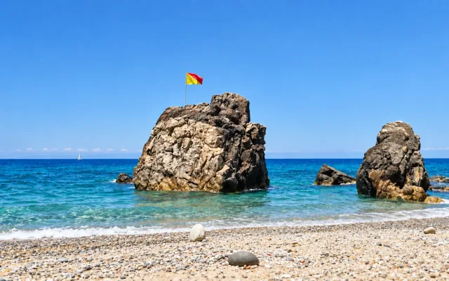 Nudist beach Piano Torre at San Saba and Rasocolmo in the province of Messina