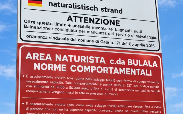 Nudist beach in Gela